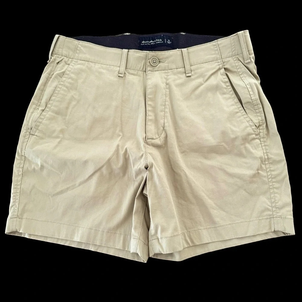 Abercrombie & Fitch Mens Small All Day Shorts Khaki Tan 5” Stretch Waist Beige S